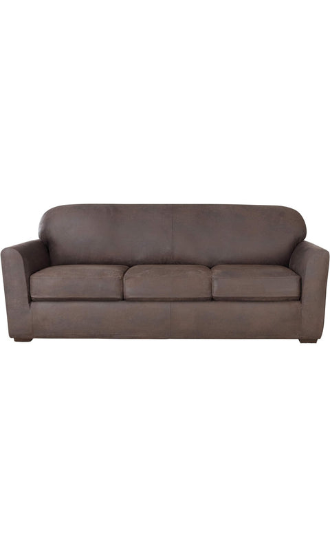 SureFit Ultimate Stretch Leather 4 PC Sofa Slipcover in Weathered Saddle