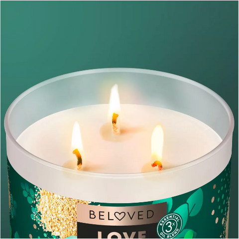 Beloved Love & Calm Moringa, Eucalyptus & Oat 3-Wick Vegan Candle - 15oz