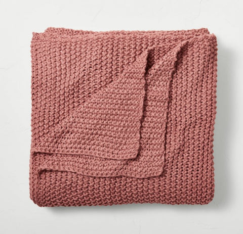 King knit blanket- rose pink