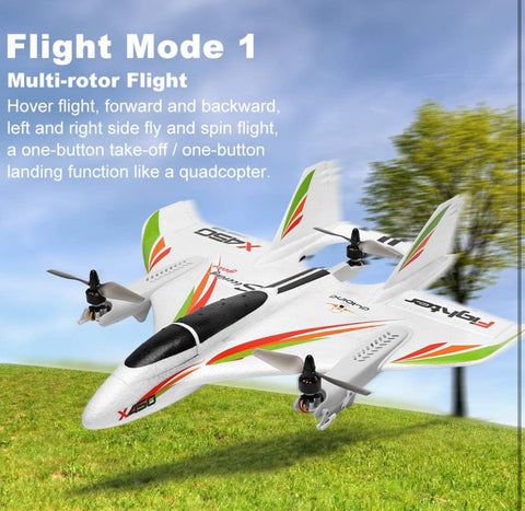 GoolRC WLtoys XK X450 RC Airplane, 2.4G Remote Control 6 Channel Brushless Motor Aircraft, Vertical Takeoff LED RC Glider Fixed Wing Plane RTF