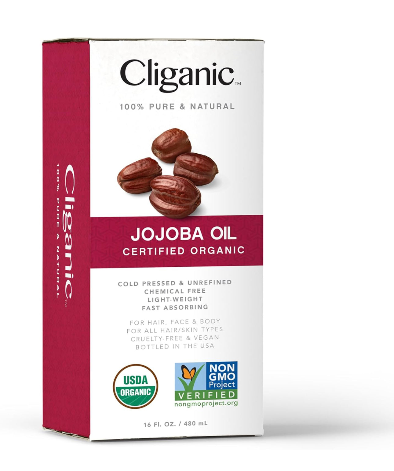 Cliganic USDA Organic Jojoba Oil 16oz With Pump, 100% Pure | Bulk, Moi ...