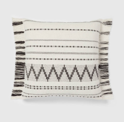 EURO woven stripe with fringe decor pillow