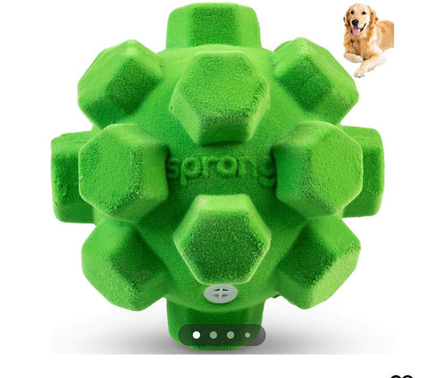 Pet Craft Supply The Original Classic Sprong Ball Interactive Dog Toy - Bouncy Soft Super Squeaky Dog Ball for Large Breed, Medium and Small Dogs, Green (2200)