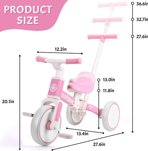 XIAPIA Tricycles for 1-3 Year Olds, 5 in 1 Toddler Balance Bike with R ...