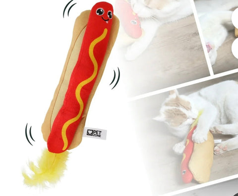 Pet Zone Fuzzy Flopper Hot Dog Kicker, Electronic Cat Toy,
Rechargeable