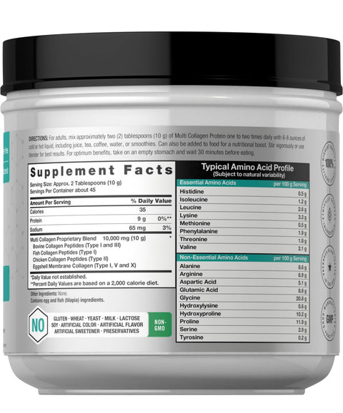Horbaach Multi Collagen Protein Powder 16 oz | Type I, II, III, V, X | Hydrolyzed Collagen Peptide Powder | Keto & Paleo Friendly | Unflavored & Gluten Free