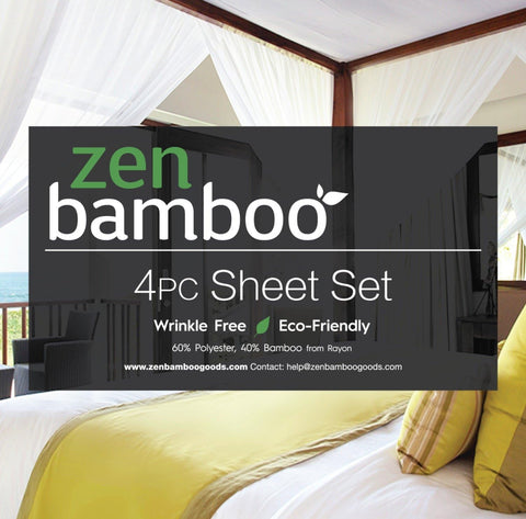 Zen 1500 Series Luxury Bed Sheets - Eco-Friendly, Hypoallergenic and Wrinkle Resistant Rayon Derived from - 4-Piece - California King - Navy Blue￼