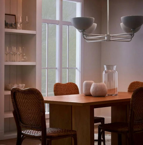 Studio McGee Dome Chandelier White - Designed Modern Ceiling Light for Dining Room Kitchen Bedroom (White)
