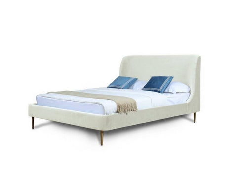 Full Heather Upholstered Bed Cream - Manhattan Comfort