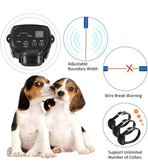 Electric Dog Fence (for 2 Dogs), Wired Pet Containment System (Aboveground/Underground, 650 Ft Wire, IP66 Waterproof/Rechargeable Collar, Shock/Tone Correction, 2 Dogs System)