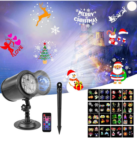 Christmas Projector Lights, 2 in 1 Water Wave LED Projector Light with 16 Switchable Patterns,Waterproof Landscape Light Show for Celebration Halloween Birthday and Party Decoration