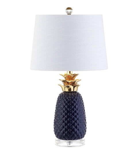 JONATHAN Y JYL4019A Pineapple 23" Ceramic LED Table Lamp Contemporary Transitional Bedside Desk Nightstand Lamp for Bedroom Living Room Office College Bookcase LED Bulb Included, Navy/Gold