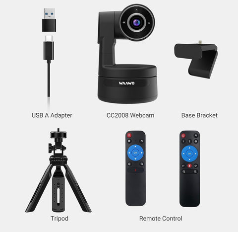 PTZ 4K UHD Webcam, Multi Person Auto Framing, Control PTZ Through Remote Control, Privacy Protection, 1080p 60fps, Plug and Play, USB Webcam with Tripod