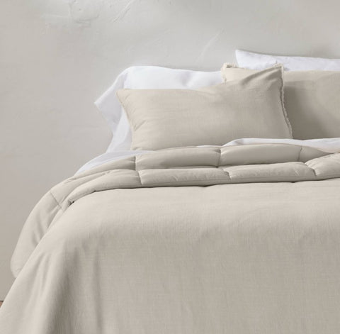 Full/Queen heavyweight linen blend comforter, and sham set ￼