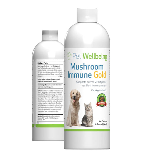 Pet Wellbeing - Mushroom Immune Gold - Natural Alternative Immune Support for Dogs and Cats - 8oz (237ml).