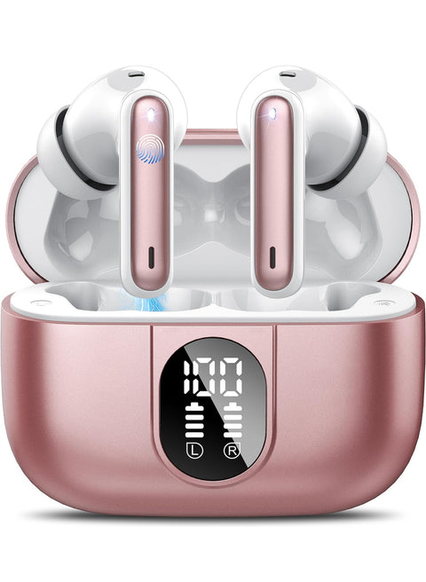 Wireless Earbuds, 2024 Bluetooth Headphones 5.3 HiFi Stereo Earphones, 40H Playtime in-Ear Earbud, Bluetooth Earbud with Dual Mic Call, IP7 Waterproof Earphones Sport Headset for iOS