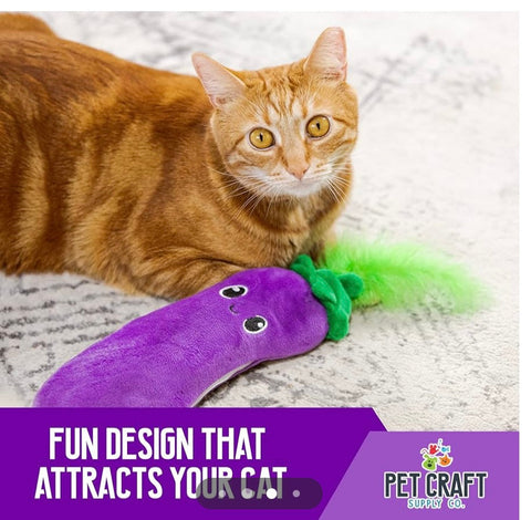 Pet Craft Supply Flipper Flopper Interactive Electric Realistic Flopping Wiggling Moving Fish Potent Catnip and Silvervine Cat
Toy Poppin' Eggplant, All Breed Sizes