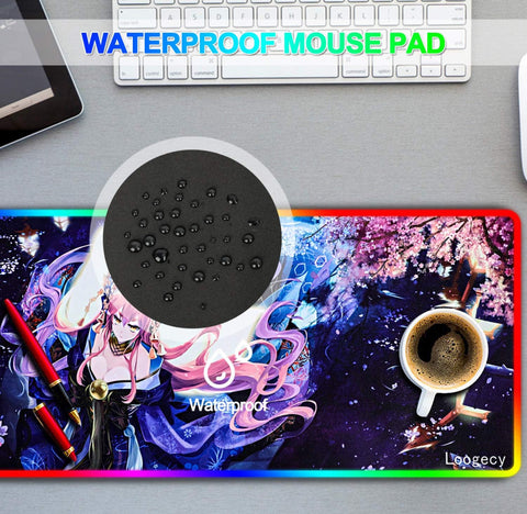 Anime LED Mouse Pad Extended Large RGB Gaming Mousepad Desk Mat for PC Laptop 31.5×11.8 inches