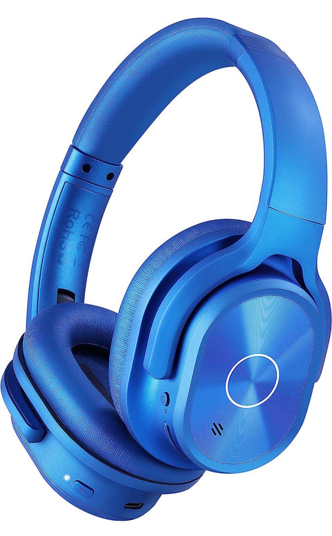 ZIHNIC Active Noise Cancelling Headphones, 40H Playtime Wireless Bluetooth Headset with Deep Bass Hi-Fi Stereo Sound,Over-Ear Headphone,Comfortable Earpads for Travel/Home/Office (Blue)