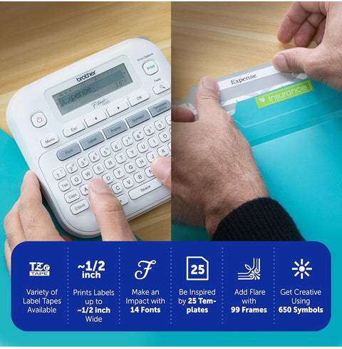 Battery operated needs 6xAAA Brother P-Touch Label Maker, PTD220, Thermal, Inkless Printer for Home & Office Organization, Portable & Lightweight, QWERTY Keyboard, One-Touch Keys & 25 Pre-Set Label Templates Label Memory