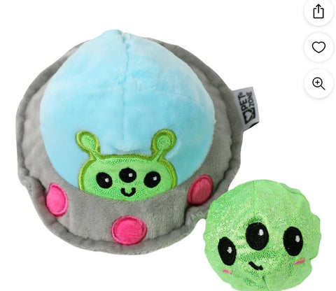 Pet Zone Alien Flying Saucer 3 in 1 Plush Squeaky Dog Toys for
Small Dogs