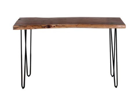 Alaterre Furniture Hairpin Natural Brown Live Edge Media Console Table Metal And Wood