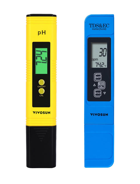 VIVOSUN Digital pH and TDS Meter Kits, 0.01pH High Accuracy Pen Type pH Meter ± 2% Readout Accuracy 3-in-1 TDS EC Temperature Meter for Hydroponics, Household Drinking, and Aquarium, UL Certified