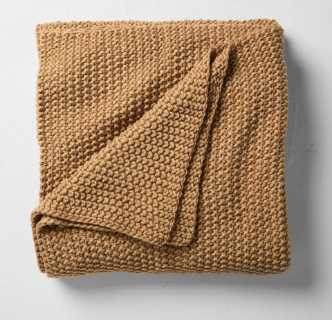 King Chunky knit blanket- warm brown