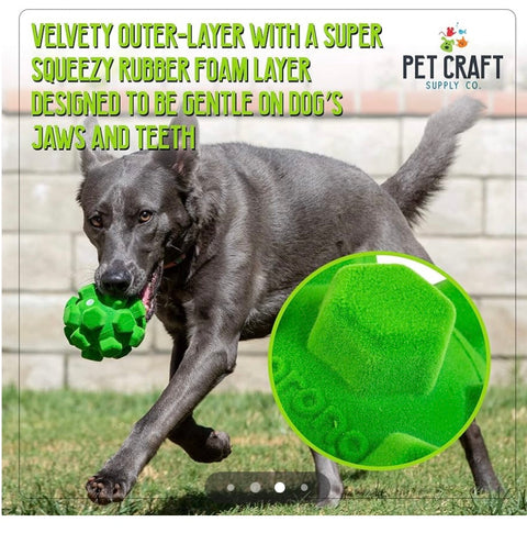 Pet Craft Supply The Original Classic Sprong Ball Interactive Dog Toy - Bouncy Soft Super Squeaky Dog Ball for Large Breed, Medium and Small Dogs, Green (2200)