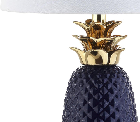 JONATHAN Y JYL4019A Pineapple 23" Ceramic LED Table Lamp Contemporary Transitional Bedside Desk Nightstand Lamp for Bedroom Living Room Office College Bookcase LED Bulb Included, Navy/Gold