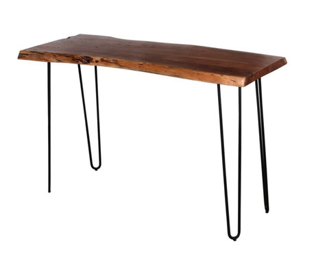 Alaterre Furniture Hairpin Natural Brown Live Edge Media Console Table Metal And Wood