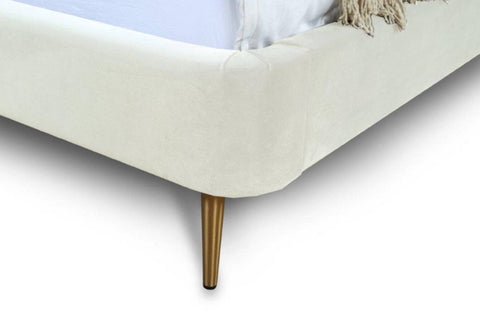 Full Heather Upholstered Bed Cream - Manhattan Comfort