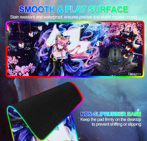 Anime LED Mouse Pad Extended Large RGB Gaming Mousepad Desk Mat for PC Laptop 31.5×11.8 inches