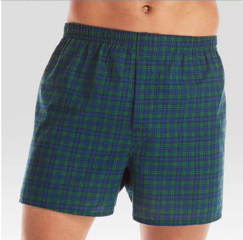 Hanes Men's Tartan Plaid Woven Boxer Shorts 5pk - Red/Brown/Blue