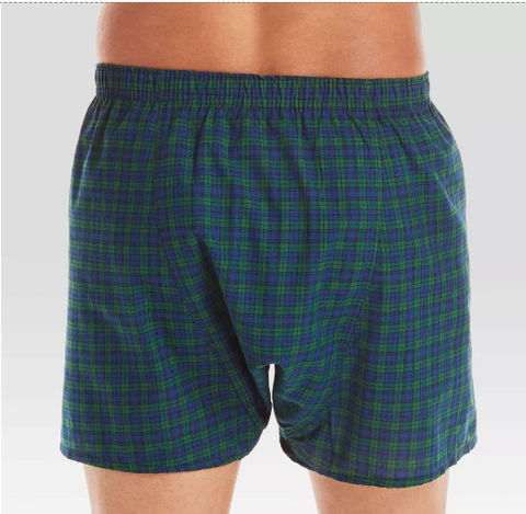 Hanes Men s Tartan Plaid Woven Boxer Shorts 5pk Red Brown Blue Blue Spruce Mercantile COS