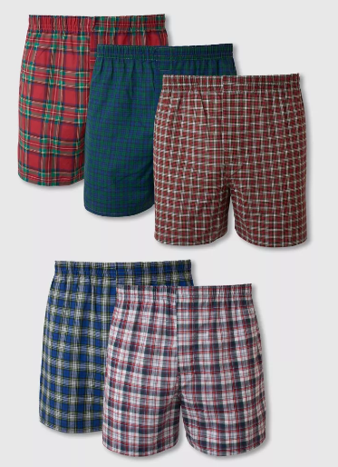 Hanes Men's Tartan Plaid Woven Boxer Shorts 5pk - Red/Brown/Blue