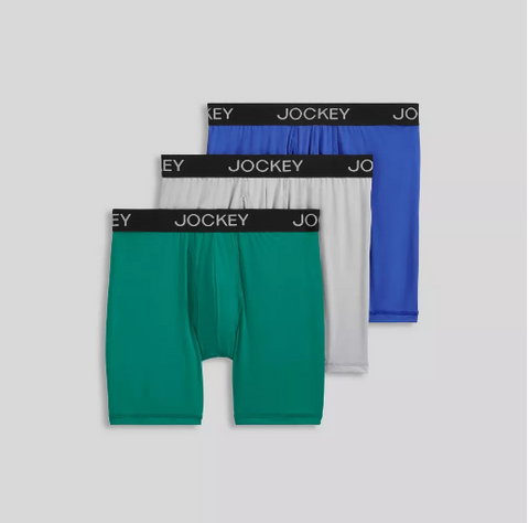 Jockey Generation™ Men's Microfiber Stretch Long Leg Boxer Briefs 3pk - Blue/Gray/Dark Teal Green Size XL