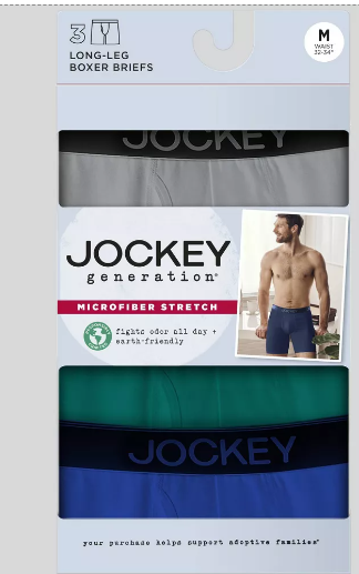 Jockey Generation™ Men's Microfiber Stretch Long Leg Boxer Briefs 3pk - Blue/Gray/Dark Teal Green Size XL