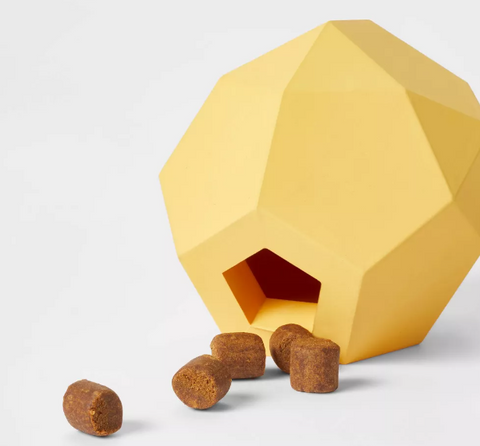 Faceted Treater Rubber Dog Toy - Yellow - Boots & Barkley