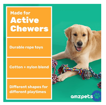 AMZpets Dog Toys for Aggressive Chewers, Dog Accessories Ropes for Medium or Large Breed, Knotted, Heavy Rope for Tug of War, Fetch, Teething,