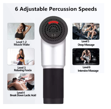 6 Speeds Massage Gun, Cordless Handheld Deep Tissue Muscle Massager, Chargeable Percussion Device Super Quiet - Assorted Colors