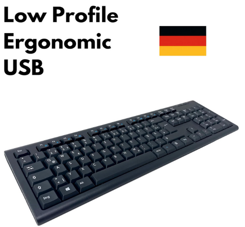 Bilingual German English Black USB Wired Computer Keyboard