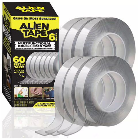 Alien Tape 10 ft. Multi-Surface Reusable Double-Sided Tape, 6-Pack