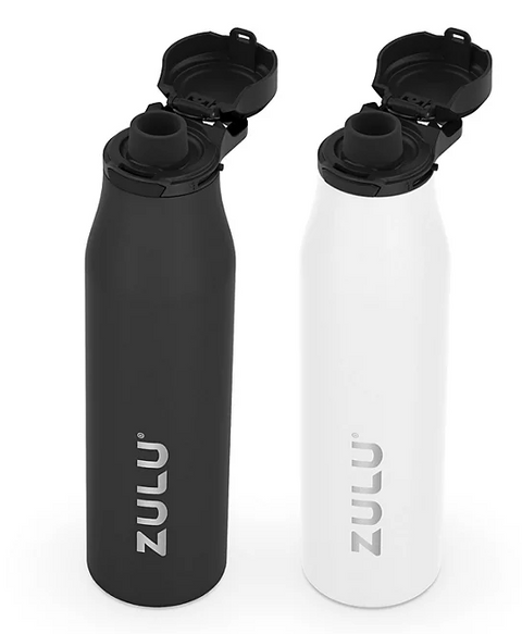 ZULU 26 oz. Stainless Insulated Water Bottle, 2 Pack Black and White