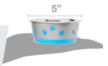 Vibrant Life Paw Print Stainless Steel Pet Bowl - Perfect for Dogs and Cats Varied Colors and Sizes