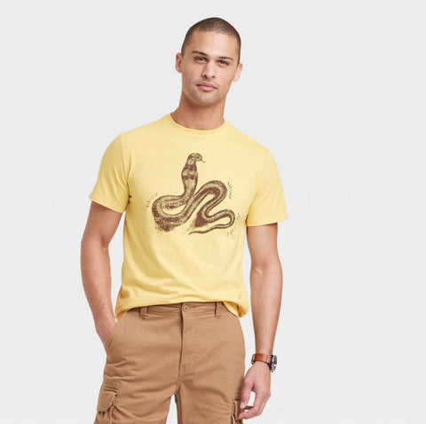 Men's Standard Fit Lightweight Crewneck Short Sleeve T-Shirt - Goodfellow & Co™ Yellow MEDIUM