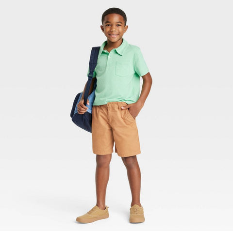 Boys' Flat Front 'At the Knee' Woven Shorts - Cat & Jack™ Dark Khaki MEDIUM