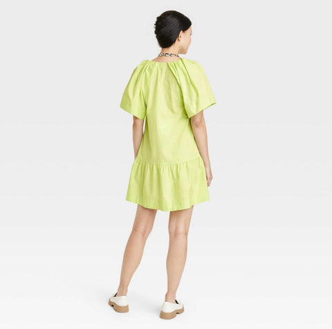 Women's Flutter Short Sleeve Mini Shift Dress - A New Day™ Lime SMALL