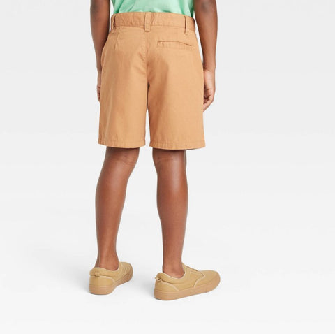 Boys' Flat Front 'At the Knee' Woven Shorts - Cat & Jack™ Dark Khaki MEDIUM