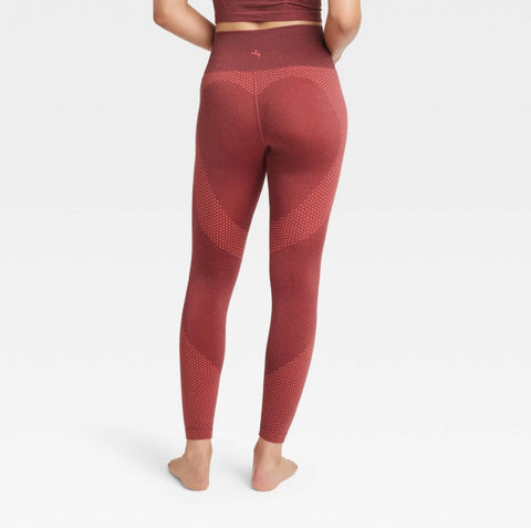 Women's High-Rise Patterned Seamless 7/8 Leggings - JoyLab™ Red XS